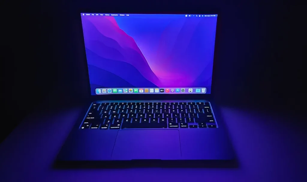 computer screen with purple and black